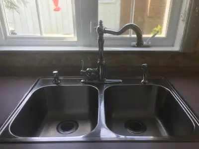 Kitchen Sink - Double with chrome faucet, View more
