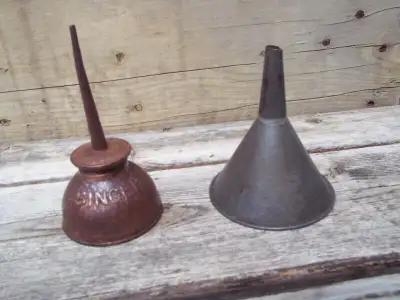 Vintage Singer Oil Can and Antique 4.5" Tin Funnel, View more