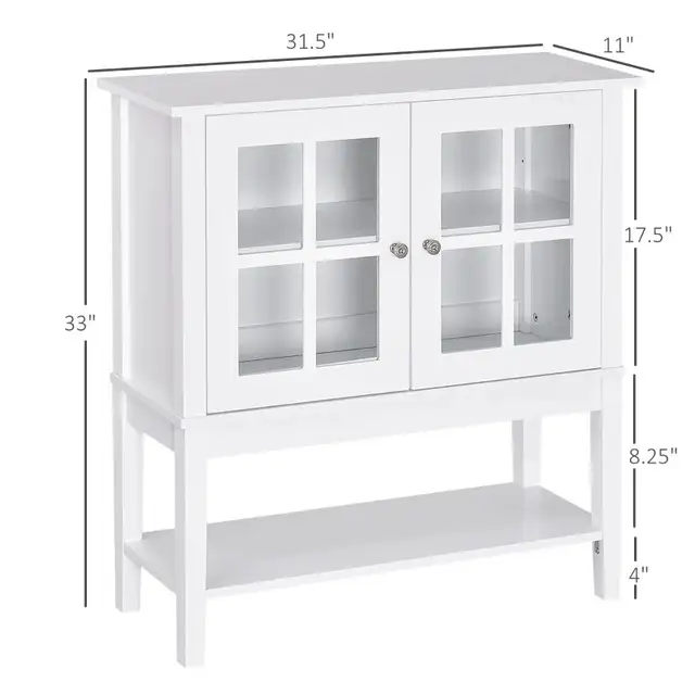 Modern Sideboard Buffet Cabinet Wood Console Table with Glass Do in Hutches & Display Cabinets in Markham / York Region - Image 4