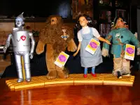 4 Vintage 14 Inch "Wizard Of Oz" Dolls with Stands 1987