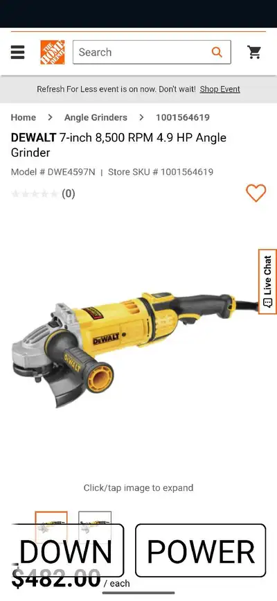 MOVING SALE - PRICED TO SELL $150 I'm selling a DeWalt 7-inch angle grinder, model DWE4517, that run...