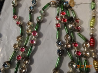 Xmas Streamers tiny glass beads, for the tree. vintage 20s-50s