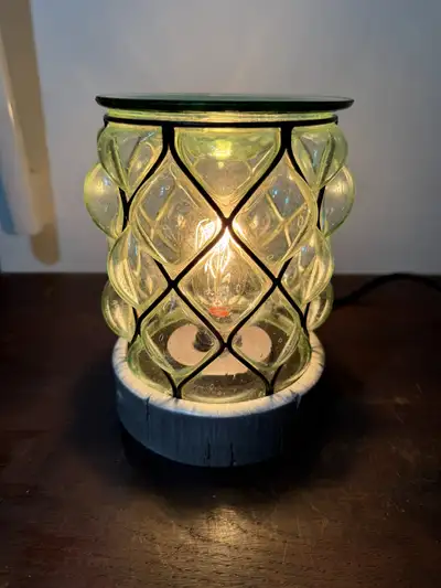 Scentsy Country Light Green Handblown Bubble Glass Wax Warmer, View more