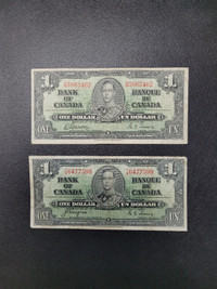 1937 Antique King George VI $1  Banknotes Each for $25