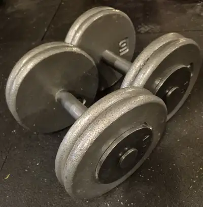 Fixed Steel Dumbbells, 2x45lb, View more