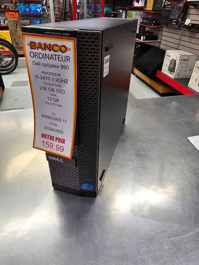 Ordinateur Dell optiplex 990 Processeur i5-3470 3.2ghz Nombre de ram 12 gb Disque dur 256 gb ssd Win...