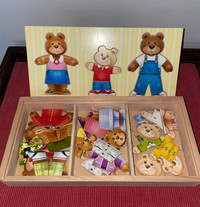 Melissa & Doug Wooden Bear Family Dress-Up Puzzle with Box