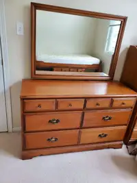 Maple Captain's single bed, dresser with mirror