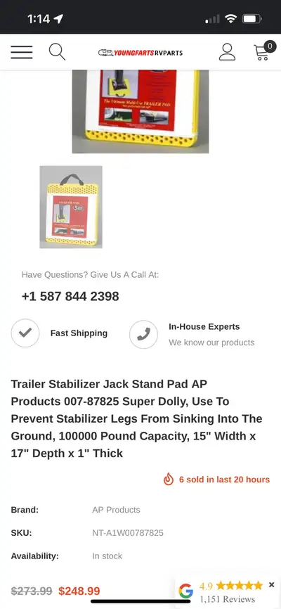 Trailer Stabilizer Jack Stand Pads- Set of 2 - BRAND NEW, View more
