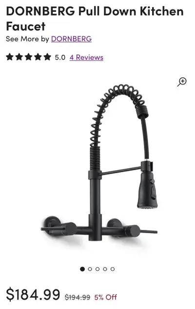 New DORNBERG Pull Down Kitchen Faucet Wall Mount Black, View more