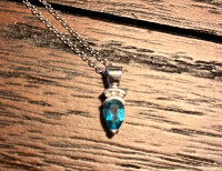 Light Blue Gemstone Teardrop Pendant Silver Necklace Chain