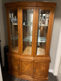  Solid wood 2 piece China cabinet $300