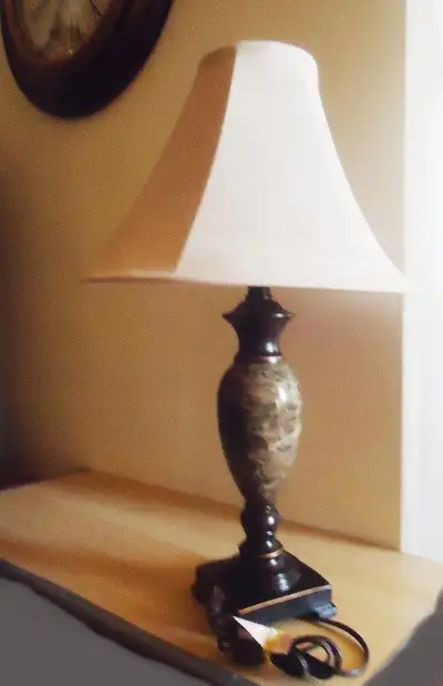 25" Brown & Black Marble Urn Table Desk Lamp  & Microsuede Shade, View more