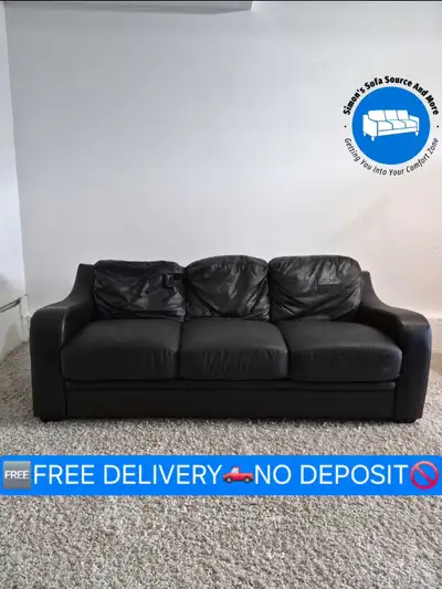 FREE DELIVERY Cheap Brown Leather 3 Seater Sofa / Couch, View more