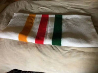 Blanket with orange-red-green stripes $55, vintage, used