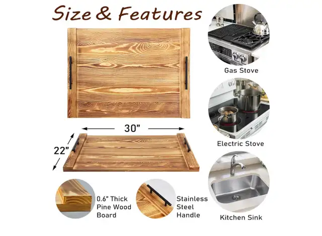 New premium wood Noodle Board Stove Cover, for Electric  gas S in Stoves, Ovens & Ranges in Markham / York Region - Image 3