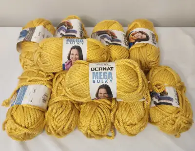 BERNAT Mega Bulky Acrylic Yarn Lot. Gold Color This is a super bulky, 100% acrylic yarn that is suit...