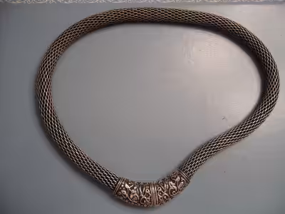 Heavy sterling silver choker necklace – both the clasp and the chain are solid .925 sterling silver...