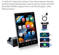 2+32GB 9.5" Single Din Android 13 Car Stereo Receiver Wireless C