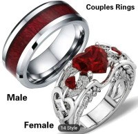 Romantic Couple's Wedding/Engagement Ring Set