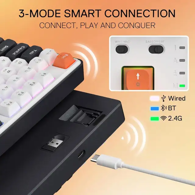 Gaming Keyboard. Redrag on K689 PRO Wireless 104 Keys + Extra 4 in Mice, Keyboards & Webcams in Mississauga / Peel Region - Image 3