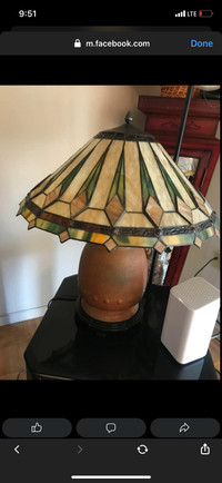 Vintage solid glass and clay lamp