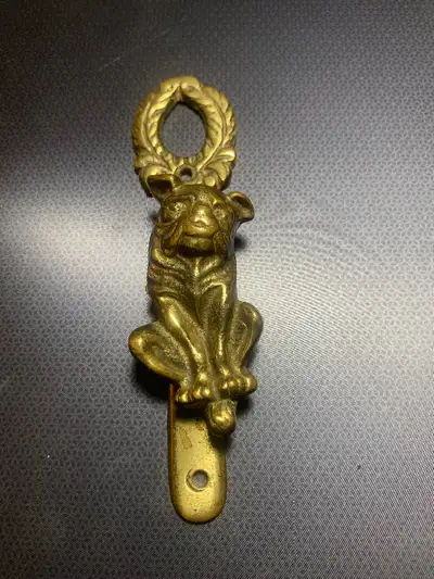 ANTIQUE ENGLISH BULLDOG/PUG door knocker ..solid brass Made in England I’m told Early 1900’s Great c...