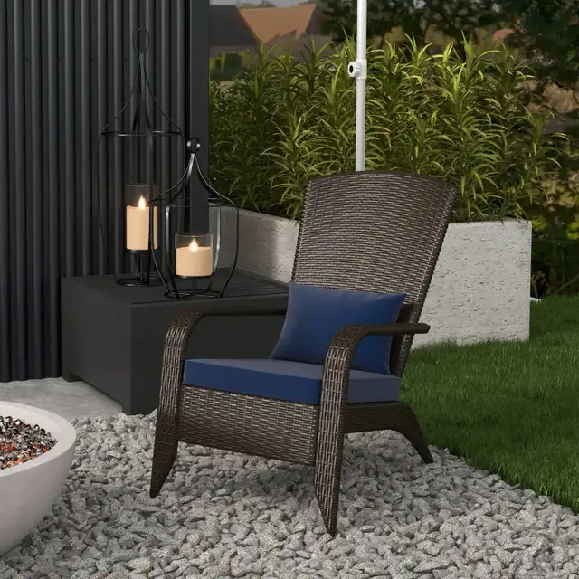 Patio Wicker Adirondack Chair, Outdoor Rattan Muskoka Chair with in Patio & Garden Furniture in Markham / York Region - Image 2