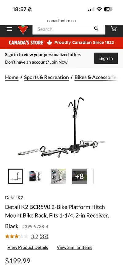 Hitch Mounted Bike Rack - New In Box, View more