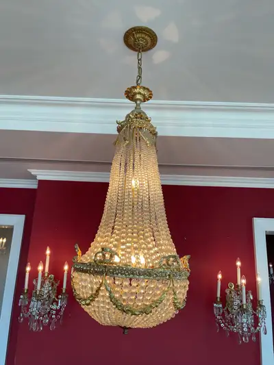1920 French Brass chandelier , View more