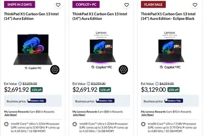 Lenovo Laptops, Desktops etc. X1, View more