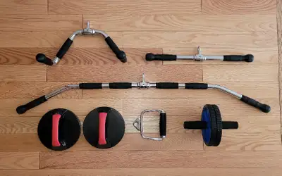 6-Piece Home Gym Pro Attachment Set – Lat Bar, V-Bar, Ab Roller, View more