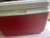 White red Rubbermaid  cooler (20x12x13 inches