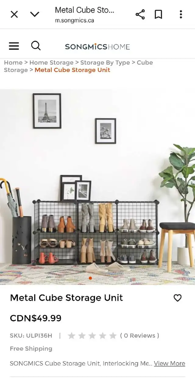 SONGMICS Cube Storage, 16 Pair Shoe Rack, in Storage & Organization in Mississauga / Peel Region - Image 2