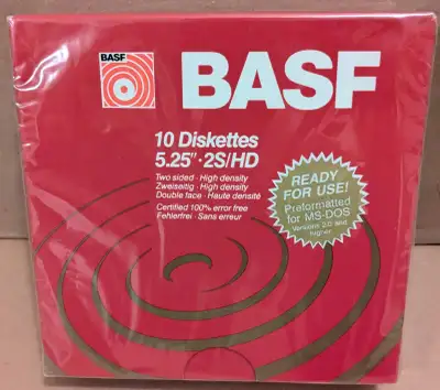✅ BRAND NEW BASF 5.25" 1.2MB Floppy Disks Diskettes 2S/HD, View more