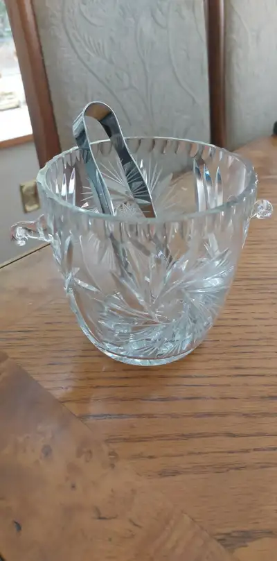 Gorgeous vintage pinwheel crystal 5 " tall  ice bucket, View more