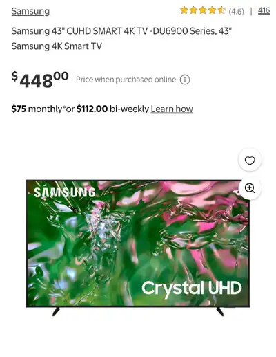 SAMSUNG TV SALE 2024- Samsung 43" CUHD SMART 4K TV, View more