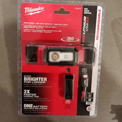 Milwaukee Tool 600 Lumens LED USB Rechargeable 360-Degree Visibility Hard Hat Headlamp