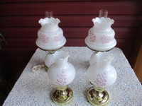 4 Vintage Hurricane Style Table Lamps --all Matching