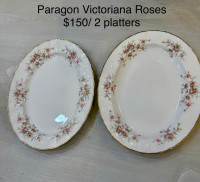 2 paragon Victoriana Turkey platters Bone China England 