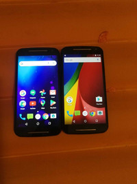 Two Motorola Moto g's
