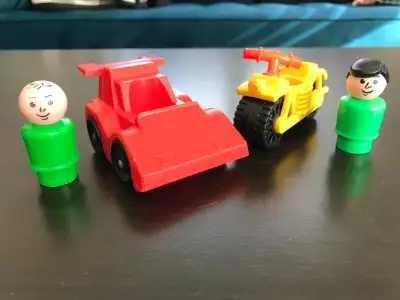 Vintage Fisher Price Little People Race car and Motorcycle set!, View more
