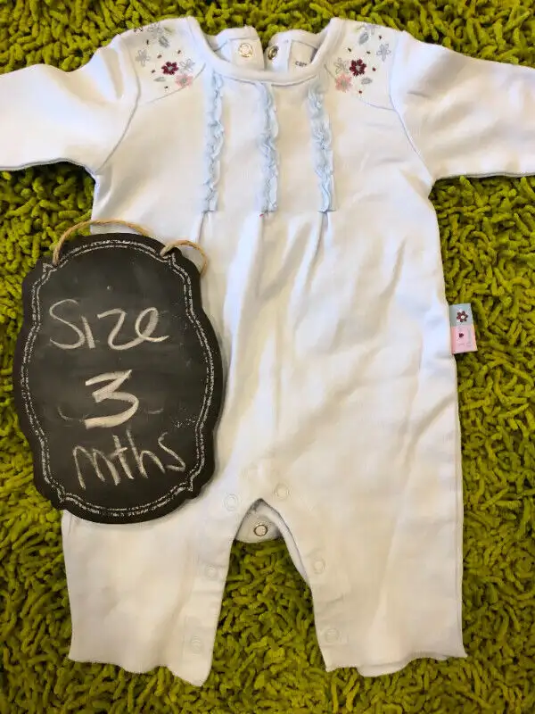 2 CARTERS baby girls footless sleepers - light blue and hearts628632624881951222