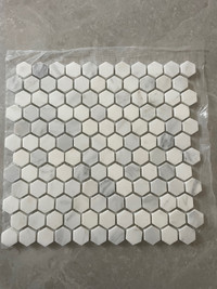 1" HEX Carrera Mosaic Marble Tile polished