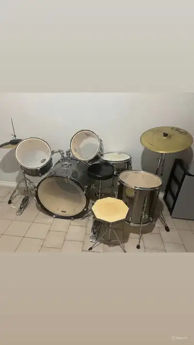 COMPLETE DRUM SET W/PRACTICE BOARD, View more