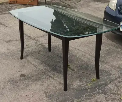No chairs just the table, does fit 6 chairs though. Make me an offer, need gone, need the room