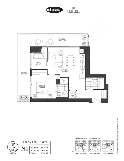 Beautiful 1+1 bed and 2 bath condo on VITA On the Lake building located Lakeshore and Parklawn, in b...