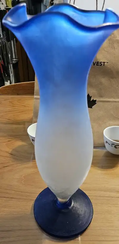 Frosted Glass Blue Vase, View more