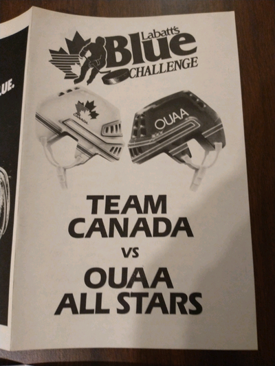 8 1/2 x 11" leaflet roster, Canada v OUAA All Stars circa '83-84, View more