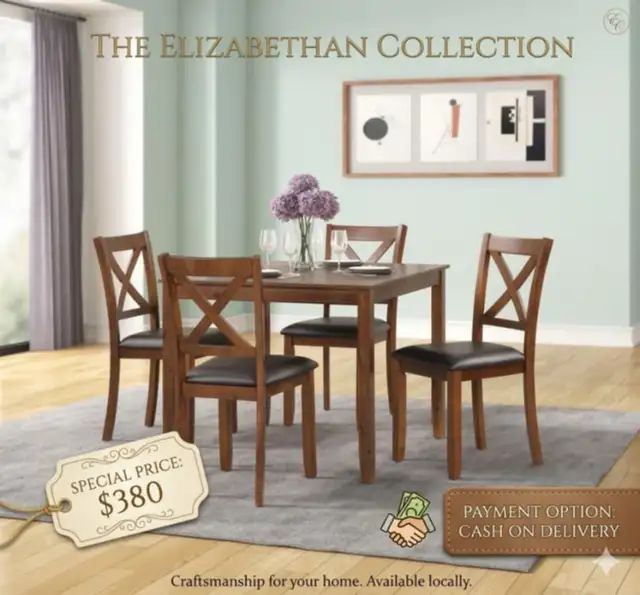 4-Piece Dining Table Set – Stylish & Compact in Dining Tables & Sets in Markham / York Region - Image 3